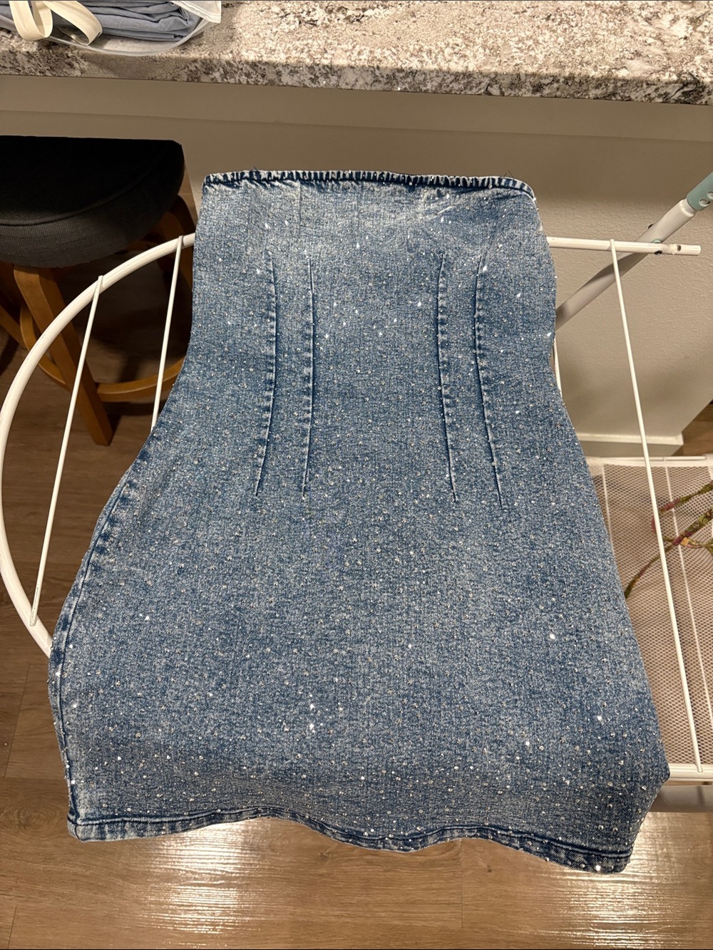 Windsor sparkly strapless jean dress